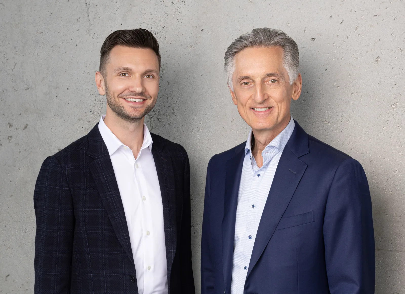 Ben Gauer and Bronson Job, REALTORS® at Royal LePage Ben Gauer & Associates, photographed together on location in Greater Vancouver